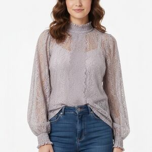 Cable & Gauge Lace Blouse - Light Purple
